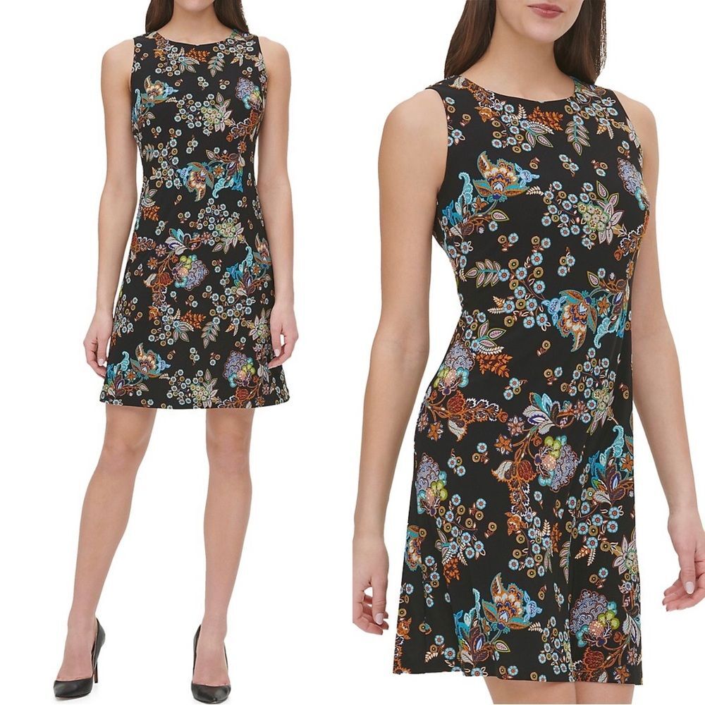 Tommy Hilfiger Women’s Alba Botanical Sleeveless Mockneck Mini Dress Size 8